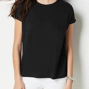 J.jill Wearever Perfect Cap-sleeve Tee In Black size XL cotton minimalist basic